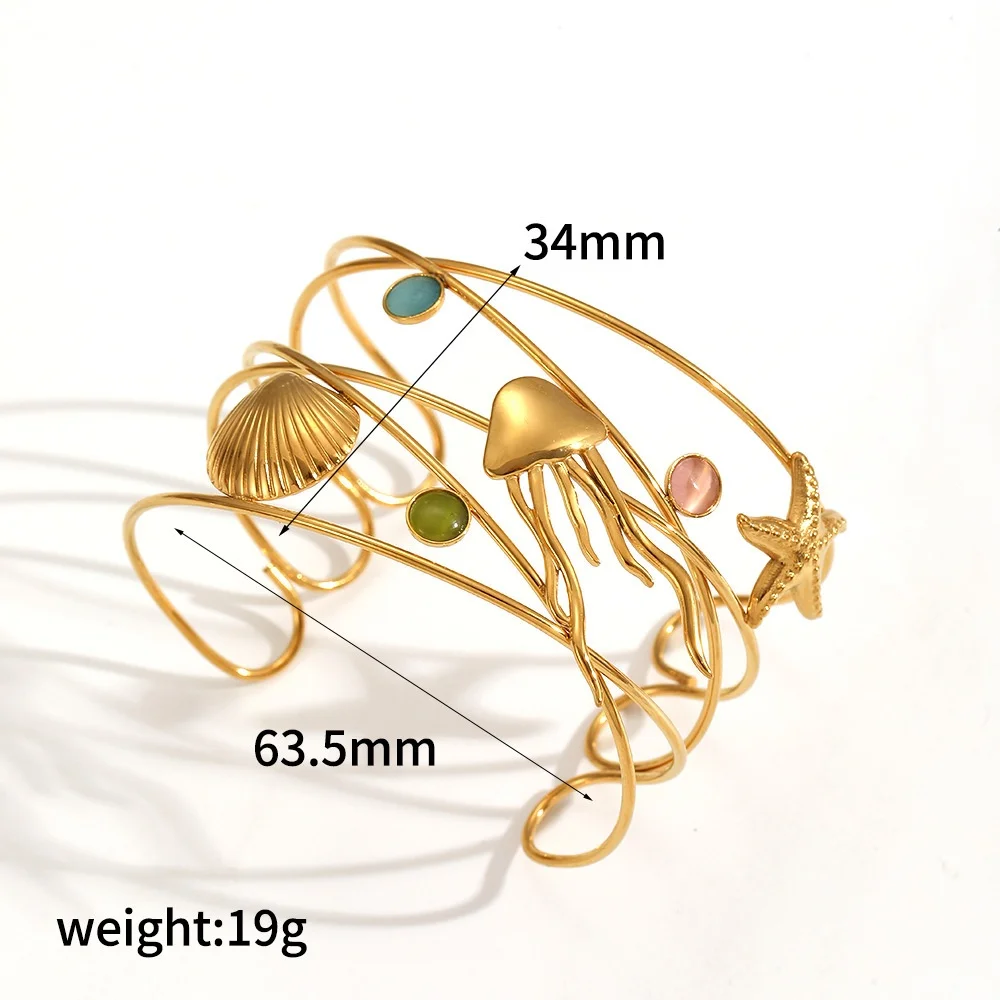 3/5pc Stainless Steel Multi-layers Cuff Bangles Ocean Starfish Jellyfish Shell Star Crystal Open Bracelet Wide Anti-rust Jewelry 
3/5pc Stainless Steel Multi-layers Cuff Bangles Ocean Starfish Jellyfish Shell Star Crystal Open Bracelet Wide Anti-rust Jewelry