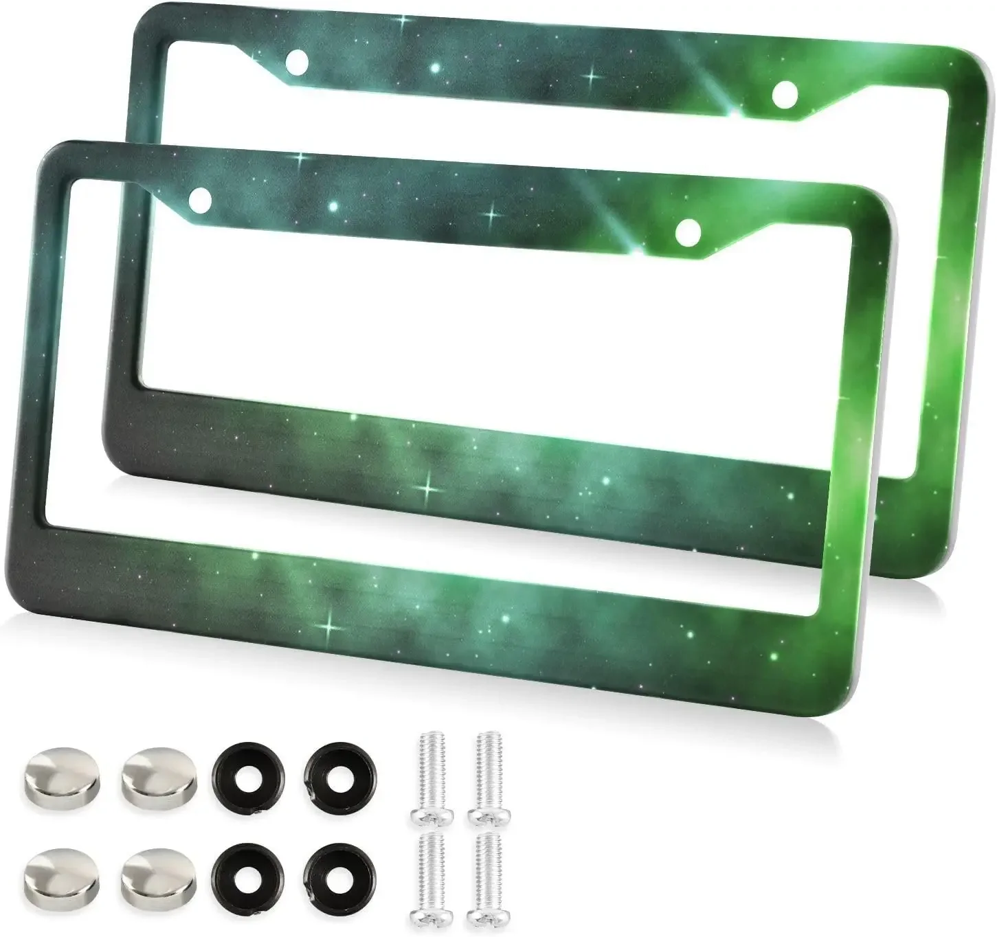 Space Galaxy Green License Plate Frames 2PCS Car License Plate Holder with Screw Caps Cover Set Decoration for US Vehicles
Space Galaxy Green License Plate Frames 2PCS Car License Plate Holder with Screw Caps Cover Set Decoration for US Vehicles