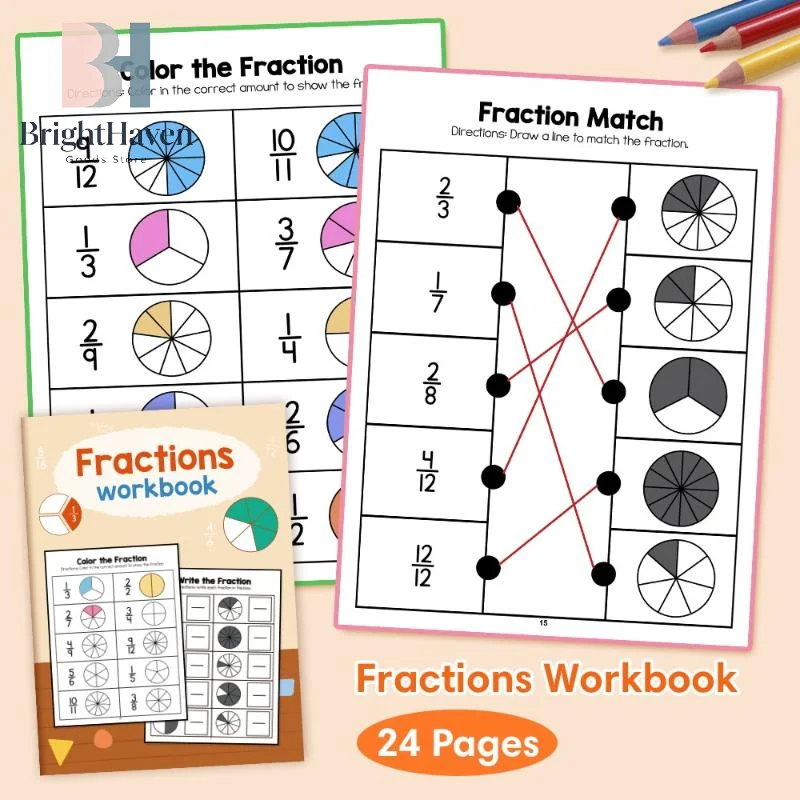 Montessori Fractions Workbook Arithmetic Learning Teaching Aids Grade 3-4 Primary School Math Cognitive Training Test Book B.H
Montessori Fractions Workbook Arithmetic Learning Teaching Aids Grade 3-4 Primary School Math Cognitive Training Test Book B.H