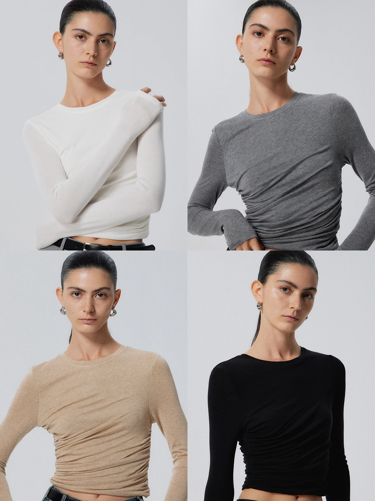 Elegant Soft Sculpture T-Shirt Women's Spring Summer New Arrival Diagonal Cut Design Long Sleeve round Neck Slim Fit Tee
Elegant Soft Sculpture T-Shirt Women's Spring Summer New Arrival Diagonal Cut Design Long Sleeve round Neck Slim Fit Tee