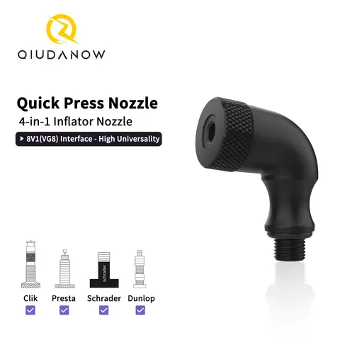 4-in-1 Universal Inflator Pump Nozzle Hose Adapter Valve Convertor for Schrader Presta Dunlop Clik Valve Fits MTB & Road Bike