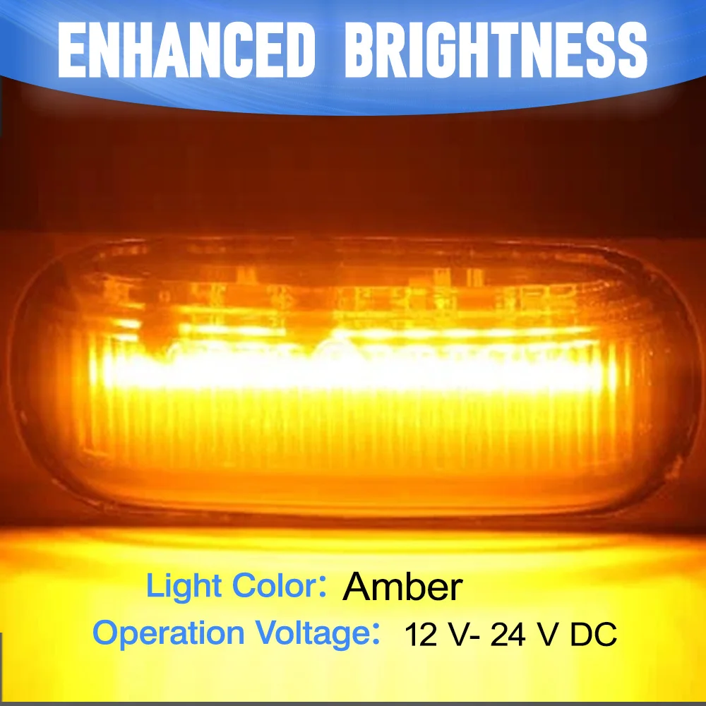 2pcs Universal 12V-24V Constant Red/Amber Light 12 LED Side Marker Light Turn Signal lamp For trucks SUVs lorries RVs boats 
2pcs Universal 12V-24V Constant Red/Amber Light 12 LED Side Marker Light Turn Signal lamp For trucks SUVs lorries RVs boats