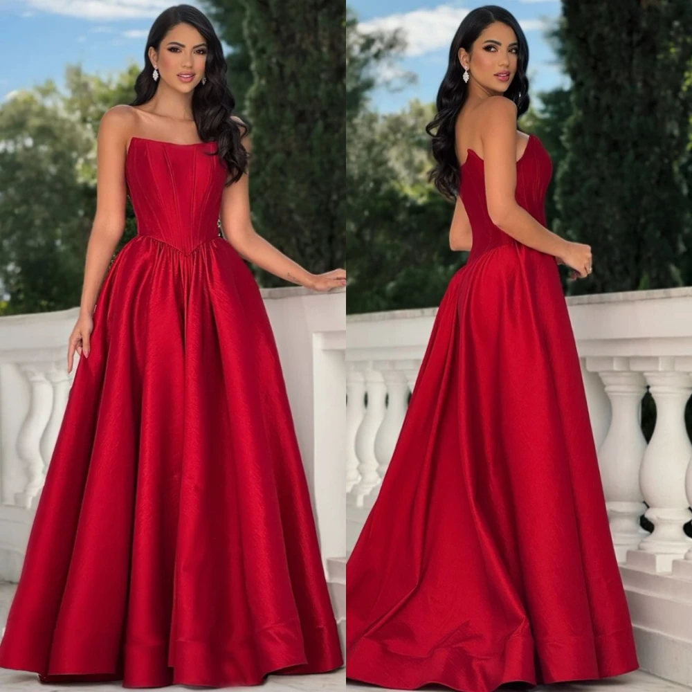 Red Evening Dress Customized Strapless Satin Pleated Formal Prom Dresses Sexy Backless Simple Party Gowns Customized
Red Evening Dress Customized Strapless Satin Pleated Formal Prom Dresses Sexy Backless Simple Party Gowns Customized