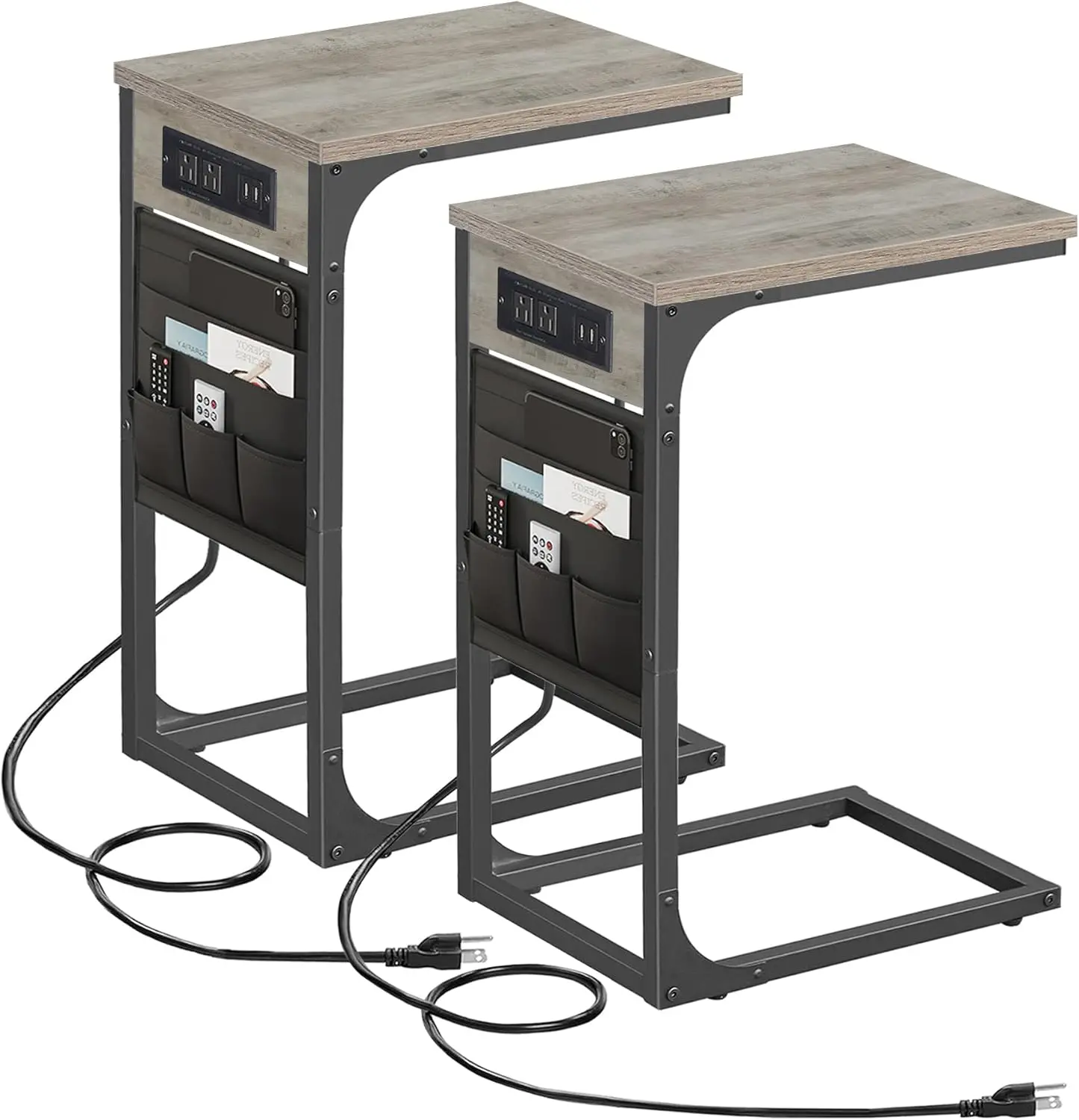 C Shaped End Table with Charging Station, Side Table for Sofa, Couch Table with Storage Bag, Set of 2, TV Tray Table with 2 U
C Shaped End Table with Charging Station, Side Table for Sofa, Couch Table with Storage Bag, Set of 2, TV Tray Table with 2 U