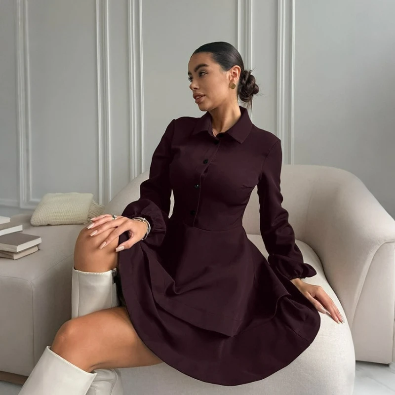 Spring and Autumn High-End A-Line Long Sleeve Notch Collar Elegant Aura Dress New Layered Ruffled Shirt Skirt Dress for Women
Spring and Autumn High-End A-Line Long Sleeve Notch Collar Elegant Aura Dress New Layered Ruffled Shirt Skirt Dress for Women