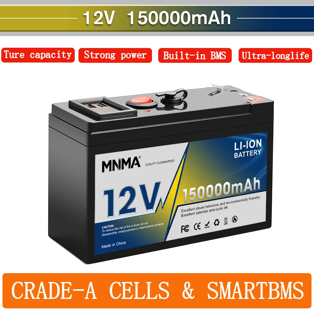 12V 150Ah Lithium LiFePO4 Deep Cycle Battery for Solar,Fish Finder, Lighting, Power Wheels, Off-Grid Applications Built-in BMS
12V 150Ah Lithium LiFePO4 Deep Cycle Battery for Solar,Fish Finder, Lighting, Power Wheels, Off-Grid Applications Built-in BMS