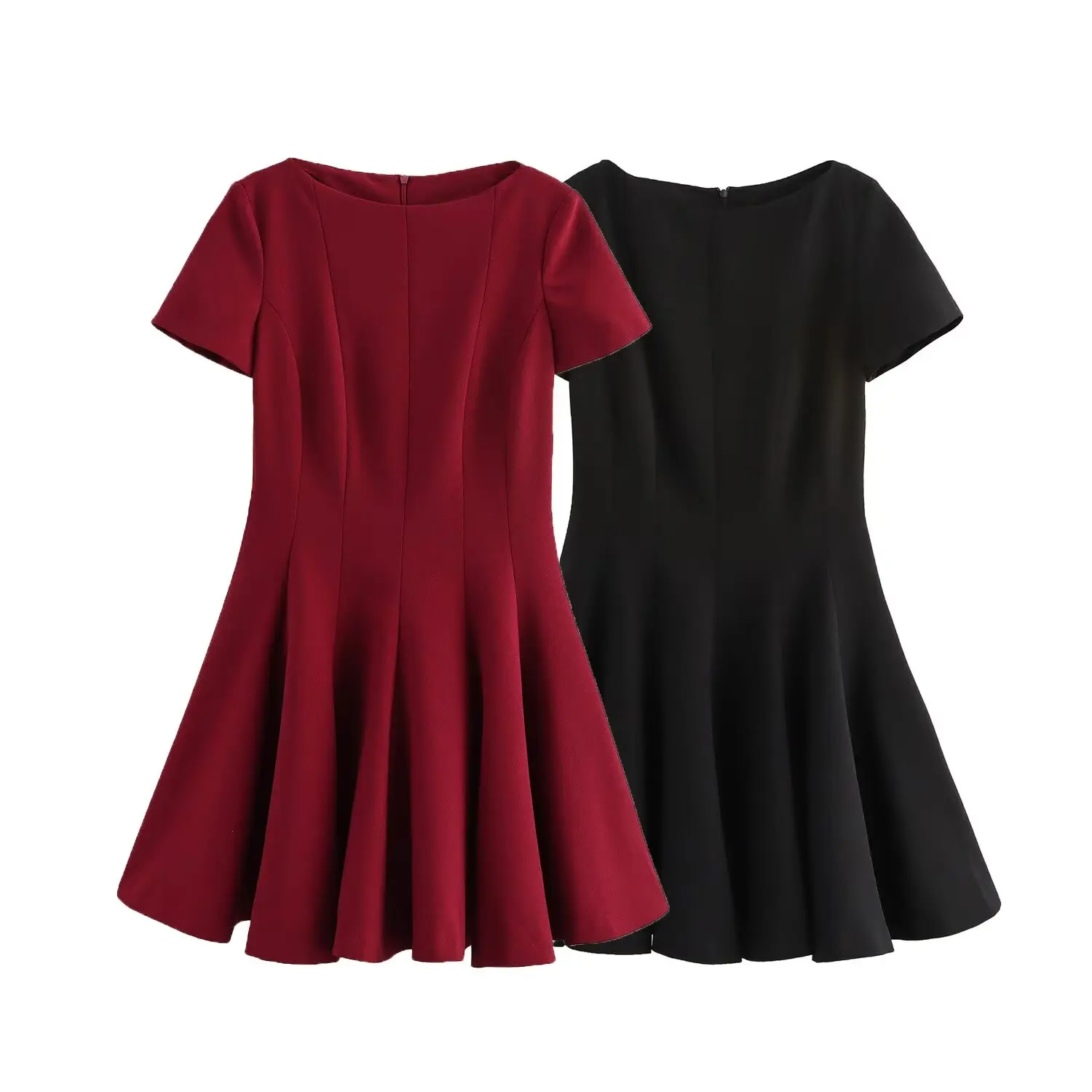 TRAFZA Woman Versatile Casual Slim Pleated Dress 2024 Elegant Women Fashion O-Neck Short Sleeves Zipper Solid Mini Dress Mujer
TRAFZA Woman Versatile Casual Slim Pleated Dress 2024 Elegant Women Fashion O-Neck Short Sleeves Zipper Solid Mini Dress Mujer