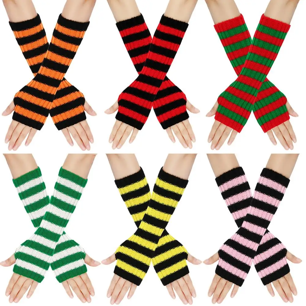 30 см полосатые вязаные искусственные рукава, повседневная одежда Y2K, рождественские красочные нарукавники, вязаные грелки, перчатки, длинные варежки без пальцев 
30 см полосатые вязаные искусственные рукава, повседневная одежда Y2K, рождественские красочные нарукавники, вязаные грелки, перчатки, длинные варежки без пальцев