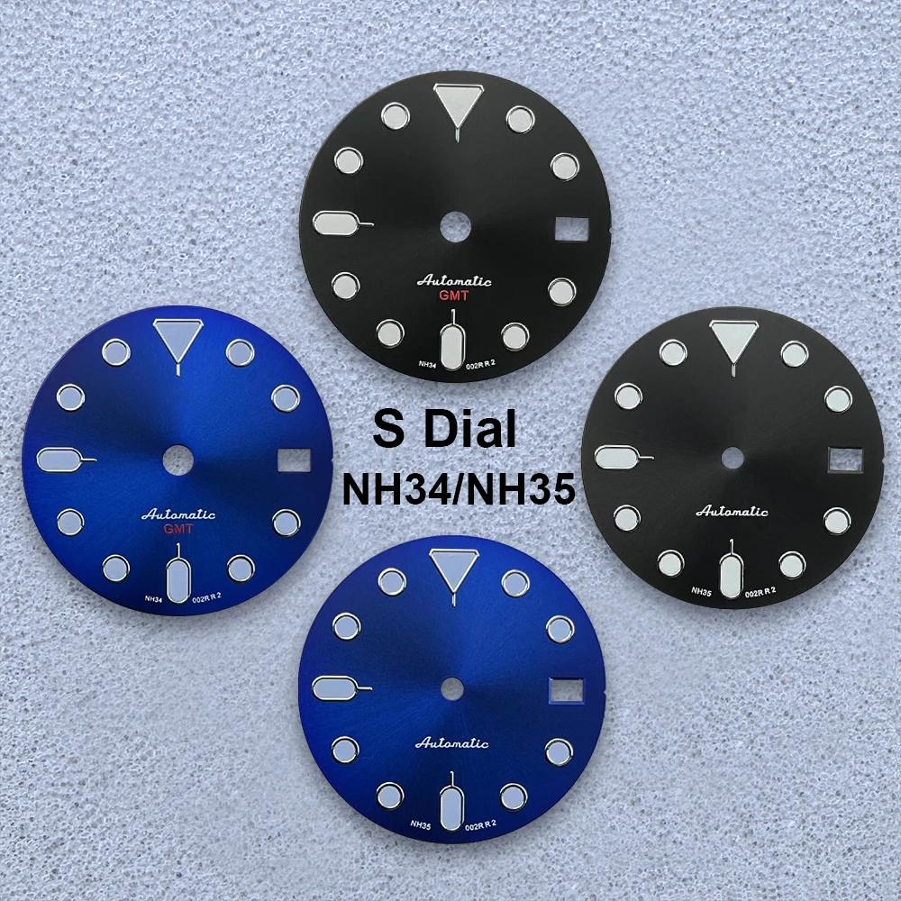 28.5mm S Logo GMT Dial Fit NH35/NH34 Japanese Movement Green Luminous Black/Blue High-Quality Watch Modified Accessories
28.5mm S Logo GMT Dial Fit NH35/NH34 Japanese Movement Green Luminous Black/Blue High-Quality Watch Modified Accessories
