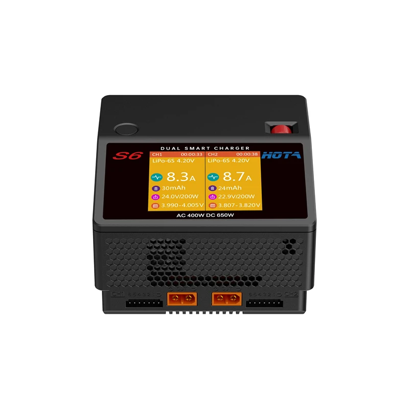 Двухканальное умное ультрамаленькое зарядное устройство HOTA S6 AC400W DC650W 15A для Lipo LiHV LiFe LiIon NiZn NiCd NiMH аккумулятора
Двухканальное умное ультрамаленькое зарядное устройство HOTA S6 AC400W DC650W 15A для Lipo LiHV LiFe LiIon NiZn NiCd NiMH аккумулятора