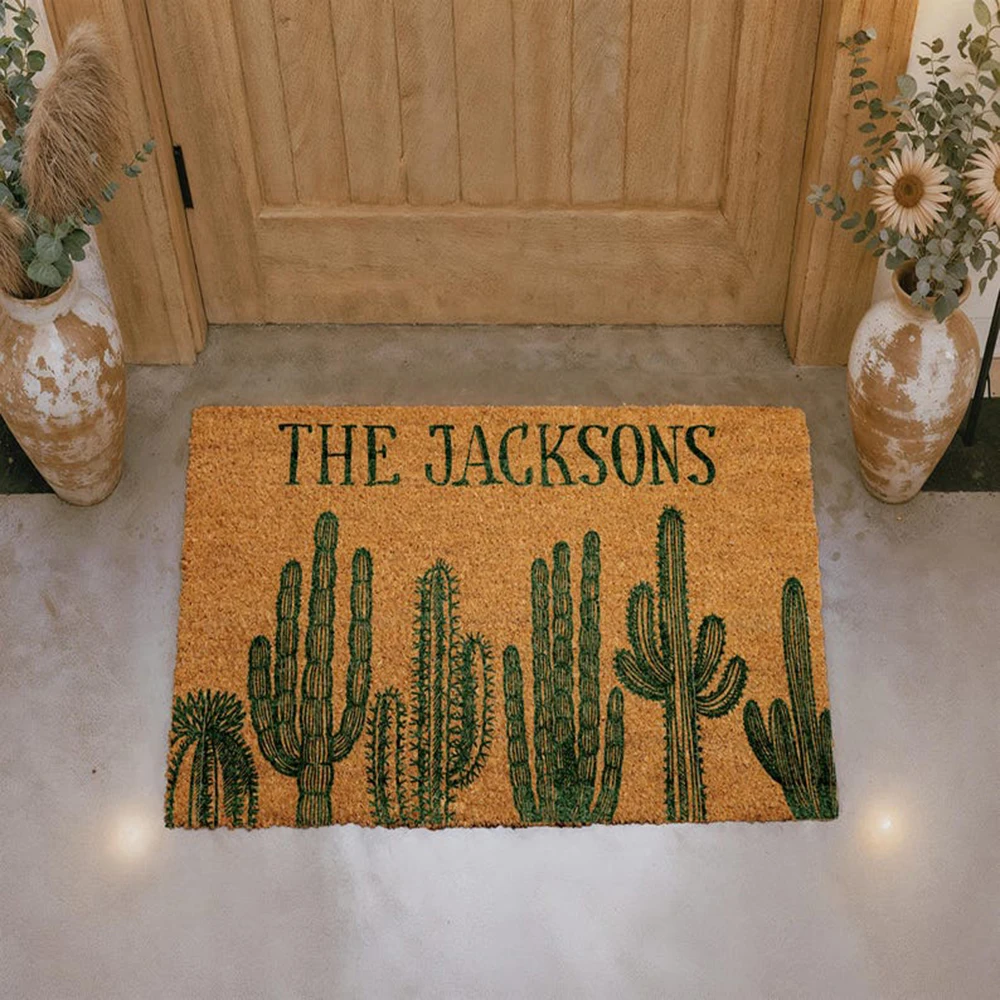 Custom Personalized Cactus Doormat Family Name Welcome Mat Southwestern Outdoor Rug Desert Chic Rustic Front Porch Decor
Custom Personalized Cactus Doormat Family Name Welcome Mat Southwestern Outdoor Rug Desert Chic Rustic Front Porch Decor