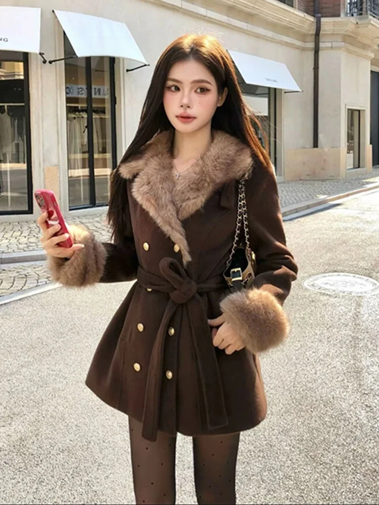 Warm Thickened Autumn Winter Outerwear Women's plus Size Coat with Big Fur Collar Coffee Color Lazy Style Korean Fashion
Warm Thickened Autumn Winter Outerwear Women's plus Size Coat with Big Fur Collar Coffee Color Lazy Style Korean Fashion