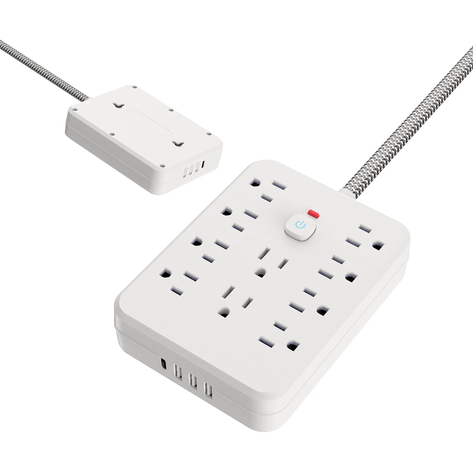 Сетевой удлинитель с 10 розетками, 3 USB-портами и 1 портом Type-C, кабель 1,5 м в оплетке, сертификат UL, защита от перенапряжения, выключатель, для дома, офиса, общежития, белый
Сетевой удлинитель с 10 розетками, 3 USB-портами и 1 портом Type-C, кабель 1,5 м в оплетке, сертификат UL, защита от перенапряжения, выключатель, для дома, офиса, общежития, белый