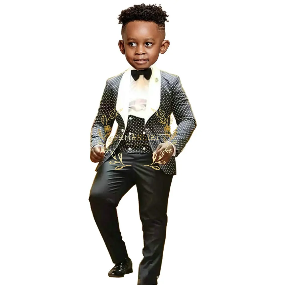 Boys Polka Dots Suit 3 Piece Formal Jacket Pants Vest Business Style Kids Blazer Party Pants Set costume enfant garçon
Boys Polka Dots Suit 3 Piece Formal Jacket Pants Vest Business Style Kids Blazer Party Pants Set costume enfant garçon