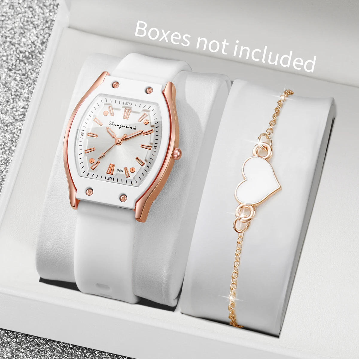 2PCS Fashion Women Quartz Watch Heart Bracelet Set Simple Silicone Strap Ladies Wristwatches Reloj Mujer (Without Box)
2PCS Fashion Women Quartz Watch Heart Bracelet Set Simple Silicone Strap Ladies Wristwatches Reloj Mujer (Without Box)