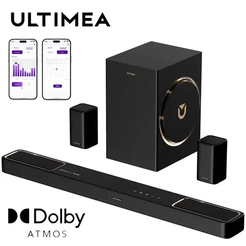 ULTIMEA Skywave F40 Boom 5.1.2ch Sound Bar with Dolby Atmos, Surround Sound System for TV with Subwoofer & 2 Surround Speakers