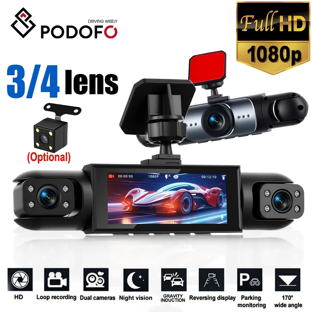 PODOFO (Updated) 360 Degree View 3/4 Channel Dash Cam for Cars, Dash Cam Car Camera Front And Rear Inside Left Right, 3.1'' Dashcams with Night Vision, Loop Recording, 24H Parking Mode Monitor, Reverse View (Optional), Without Battery
PODOFO (Updated) 360 Degree View 3/4 Channel Dash Cam for Cars, Dash Cam Car Camera Front And Rear Inside Left Right, 3.1'' Dashcams with Night Vision, Loop Recording, 24H Parking Mode Monitor, Reverse View (Optional), Without Battery