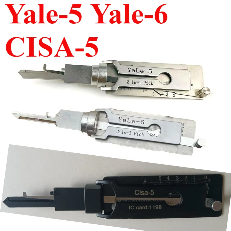 Lishi 2-in-1 Yale-6 Yale-5 CISA-5 for Cylinder Lock for Italy CISA1198 and Euro Yale244 UK Yale-5 PIN Keyway Lock Picking Kit
Lishi 2-in-1 Yale-6 Yale-5 CISA-5 for Cylinder Lock for Italy CISA1198 and Euro Yale244 UK Yale-5 PIN Keyway Lock Picking Kit