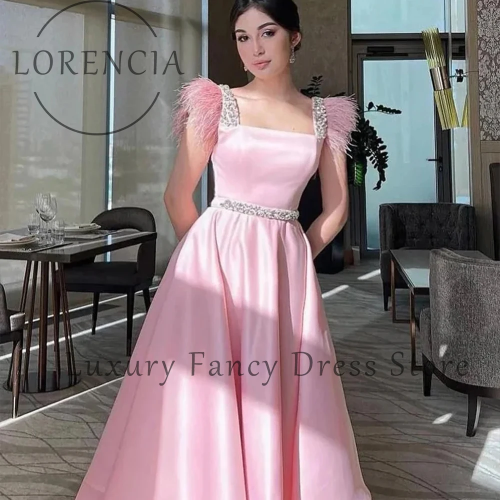 Classic Sparkly Diamond Prom Dresses 2025 Tea-Length Feather A-Line Wedding Party Gowns Customized Sleeveless vestido madrinha
Classic Sparkly Diamond Prom Dresses 2025 Tea-Length Feather A-Line Wedding Party Gowns Customized Sleeveless vestido madrinha