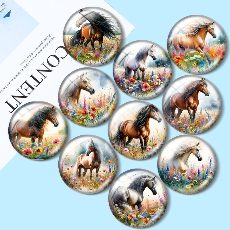 Horse in Wildflowers 10pcs 12mm/18mm/20mm/25mm Round photo glass cabochon flat back Making findings for bracelets
Horse in Wildflowers 10pcs 12mm/18mm/20mm/25mm Round photo glass cabochon flat back Making findings for bracelets