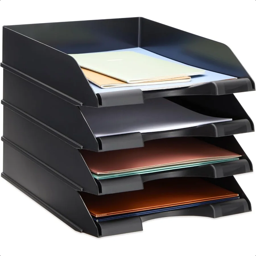 Stockroom Plus 4 Pack Black Stackable Paper Trays for Letter Documents Desktop File Organizers for Office plies Stackable Desk
Stockroom Plus 4 Pack Black Stackable Paper Trays for Letter Documents Desktop File Organizers for Office plies Stackable Desk