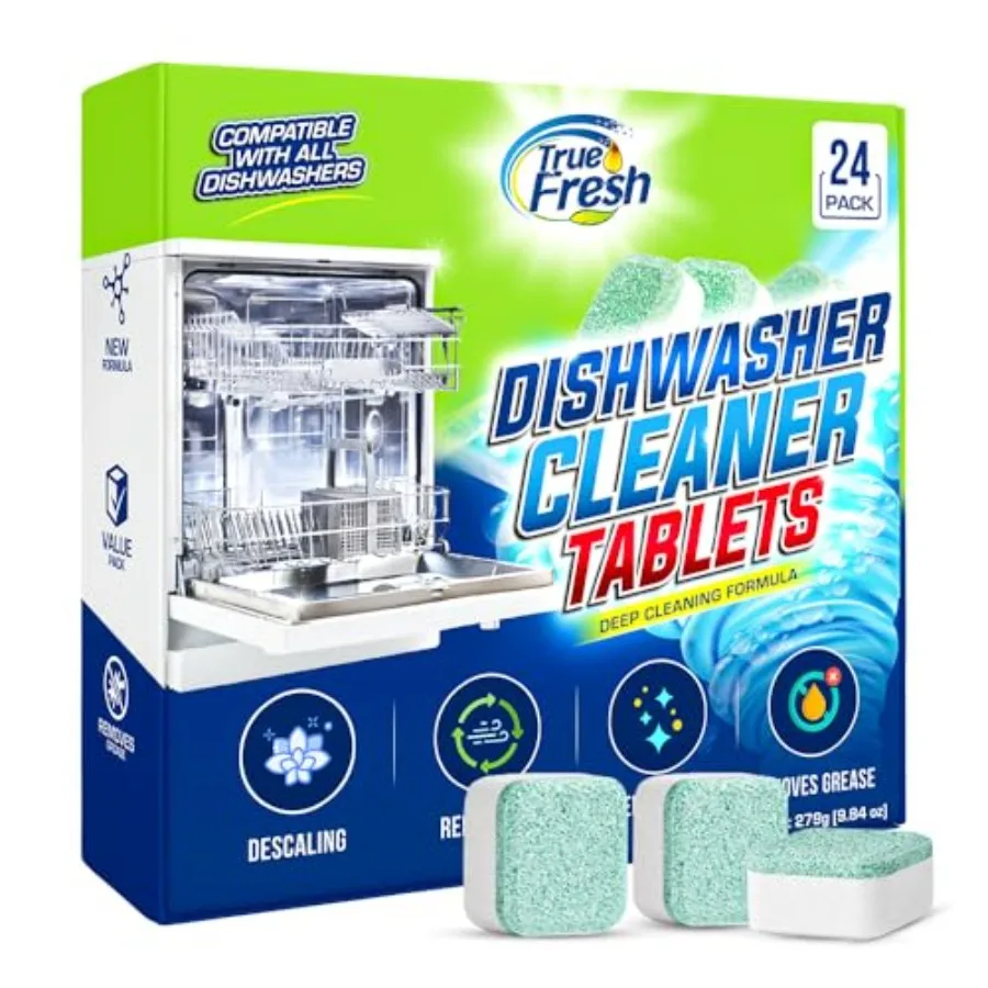 True Fresh Dishwasher Cleaner and Deodorizer Tablets, 24-Pack Dishwasher Maintenance Tablets for Interior, Pump, Filter, Spray
True Fresh Dishwasher Cleaner and Deodorizer Tablets, 24-Pack Dishwasher Maintenance Tablets for Interior, Pump, Filter, Spray