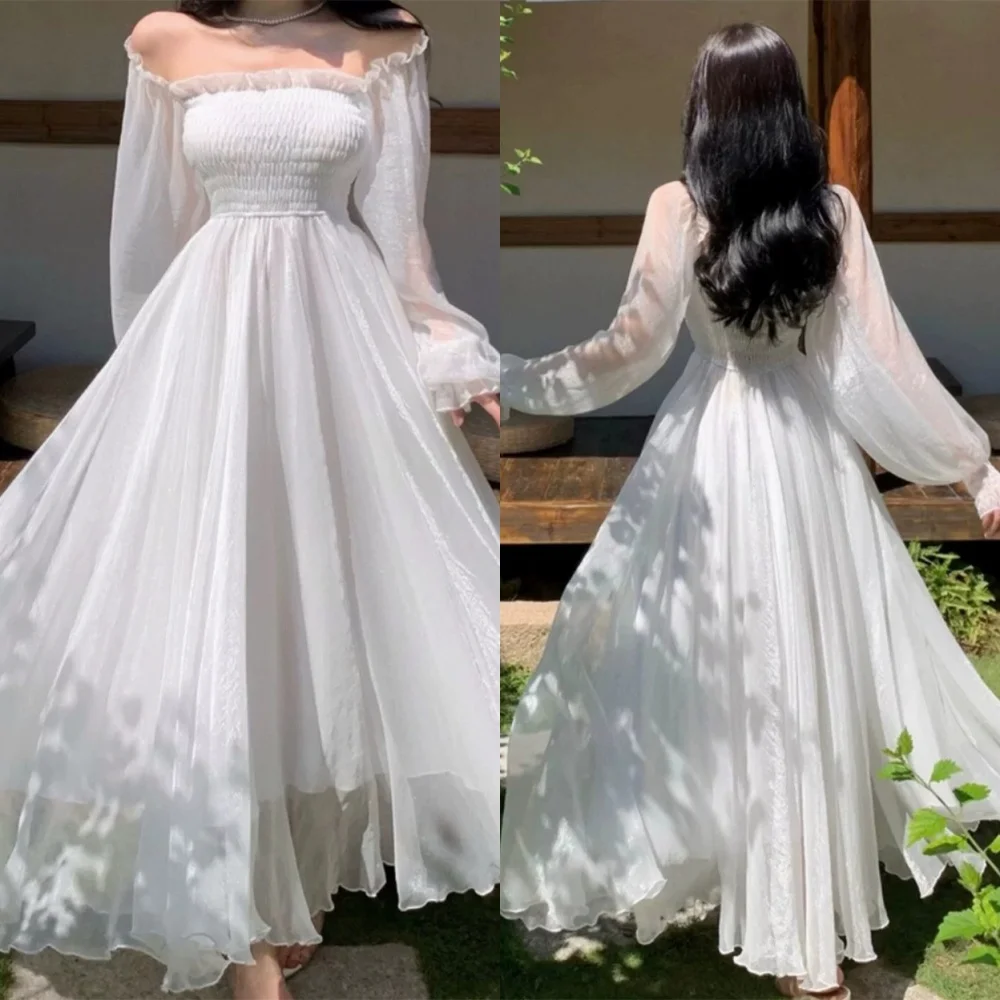 Customized High Quality White Chiffon Evening Dress Exquisite Strapless Off The Shoulder Long Sleeves Bespoke Occasion
Customized High Quality White Chiffon Evening Dress Exquisite Strapless Off The Shoulder Long Sleeves Bespoke Occasion