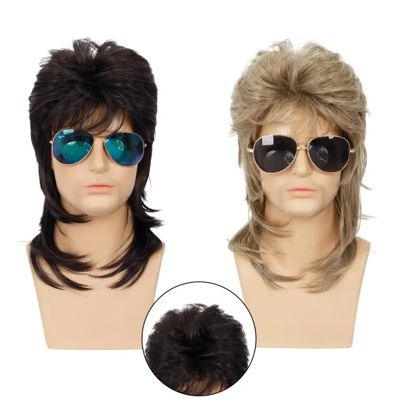 Men Retro Rock Roll Wig Mid Long Fluffy Hair Black Synthetic Punk Style Wig for 60s Rocker Singer Hippies Gold Cosplay Headwear
Men Retro Rock Roll Wig Mid Long Fluffy Hair Black Synthetic Punk Style Wig for 60s Rocker Singer Hippies Gold Cosplay Headwear