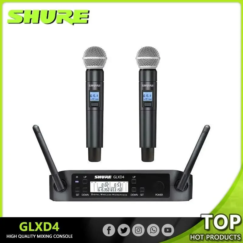 Shure GLXD4 SM58 Wireless 2 Handheld Microphone 640~690Mhz UHF Dynamic Professional Party Stage Karaoke Microphone Shure GLXD4
Shure GLXD4 SM58 Wireless 2 Handheld Microphone 640~690Mhz UHF Dynamic Professional Party Stage Karaoke Microphone Shure GLXD4
