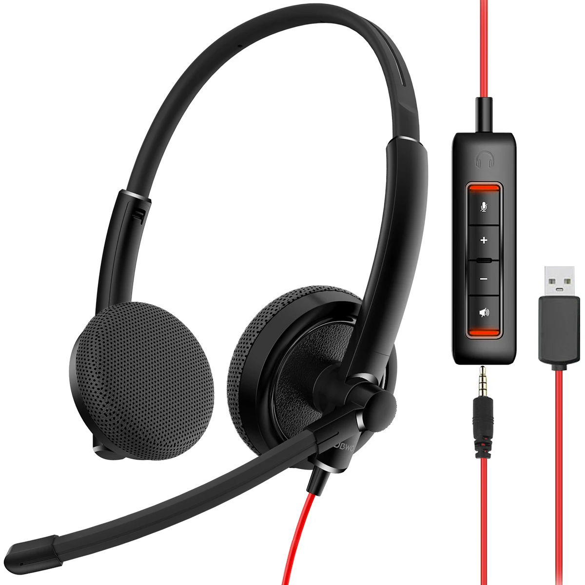 S7106ab5e64fc4f49991b20a922ceee8bi NUBWO HW01 USB Headphone 3.5mm Computer Headset with Mic Noise Cancelling for Laptop PC Business Office Headsets for Cell Phone