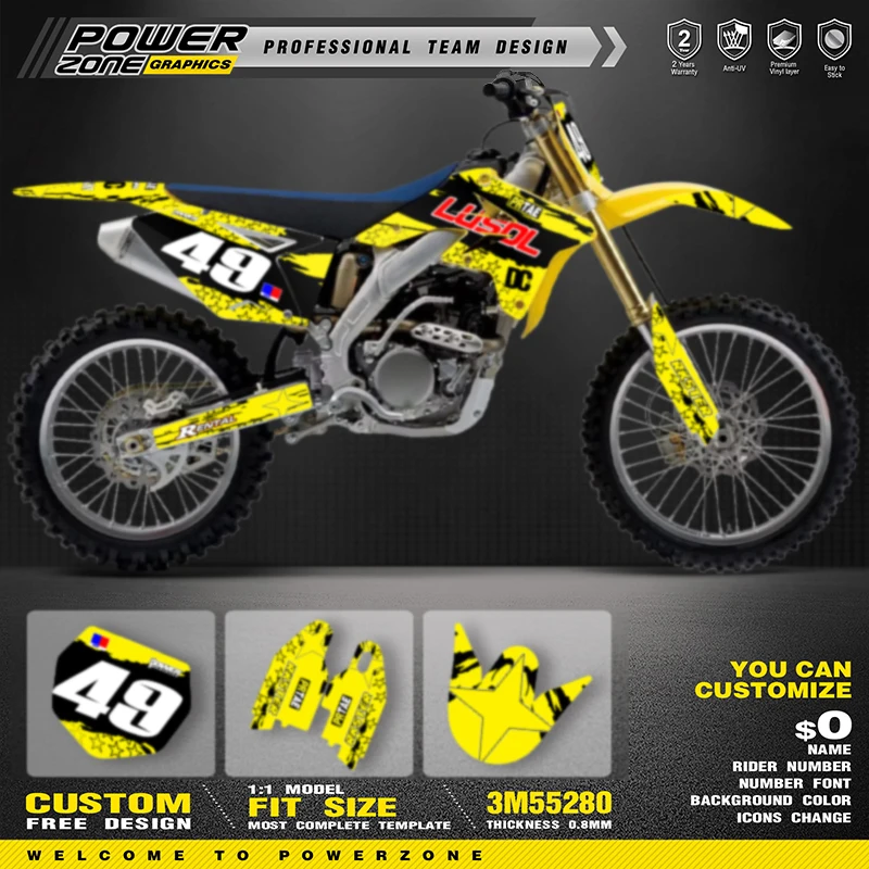 POWERZONE Custom For 3M Off road Motorcycle Stickers For SUZUKI RMZ 250 2007-2009 Customized Graphic Number Protection Kit 04
POWERZONE Custom For 3M Off road Motorcycle Stickers For SUZUKI RMZ 250 2007-2009 Customized Graphic Number Protection Kit 04
