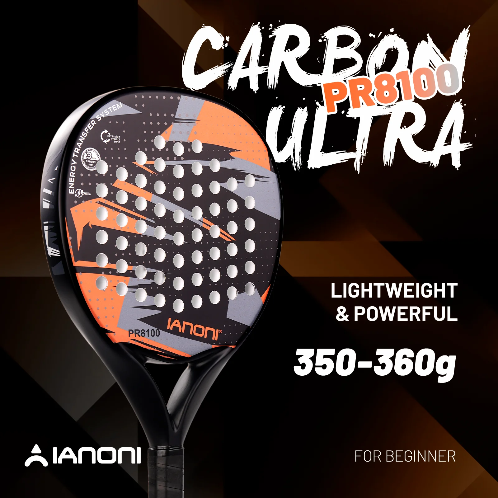 IANONI 8100 ORANGE Padel Racket Carbon Fiber Surface with EVA Memory Flex Foam Core Lightweight Padel Racquet
IANONI 8100 ORANGE Padel Racket Carbon Fiber Surface with EVA Memory Flex Foam Core Lightweight Padel Racquet