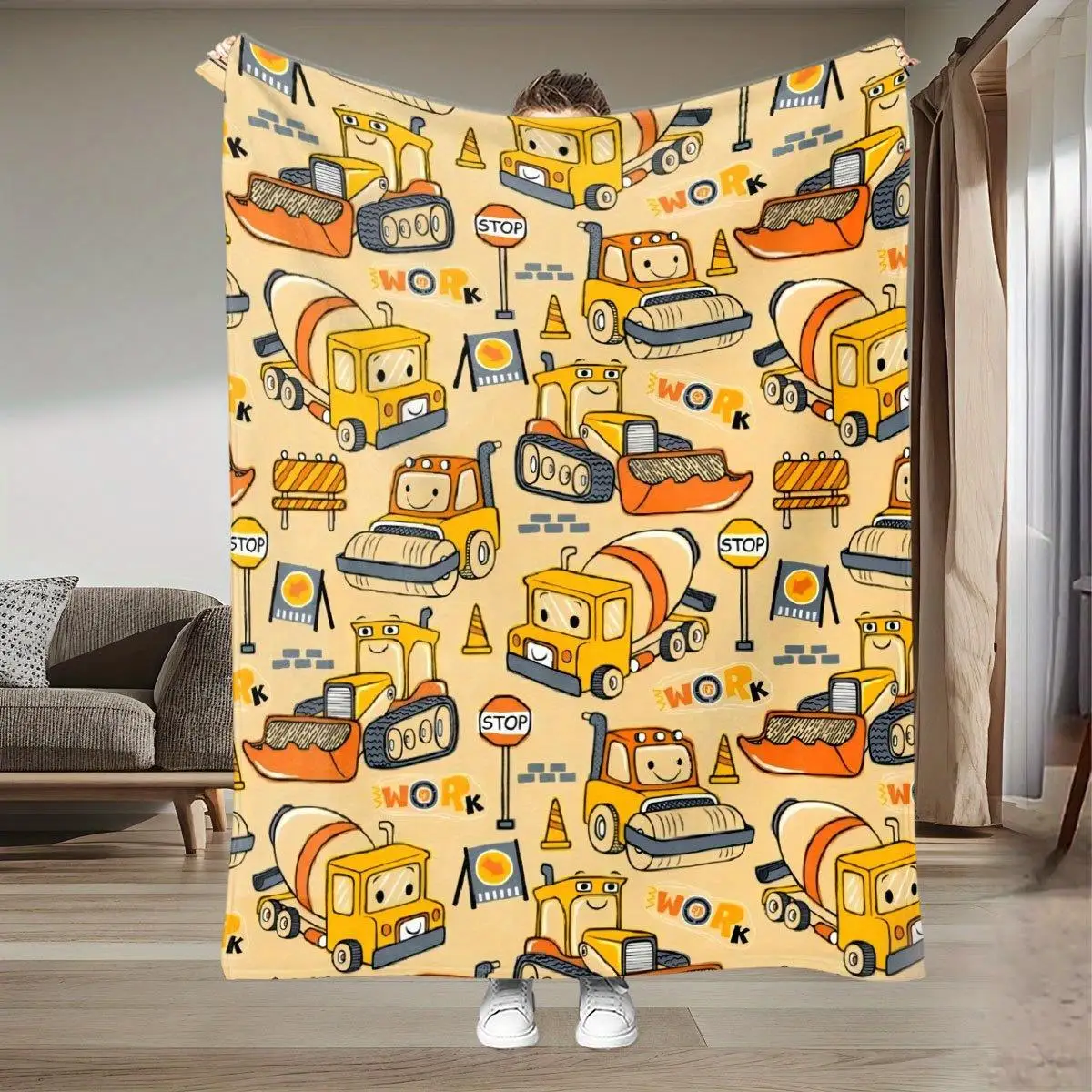 Construction Vehicle Bedspread - Heavy-Duty Flannel Truck & Bulldozer Blanket, All-Season Soft Warm Quilted-Like Bed Cove
Construction Vehicle Bedspread - Heavy-Duty Flannel Truck & Bulldozer Blanket, All-Season Soft Warm Quilted-Like Bed Cove