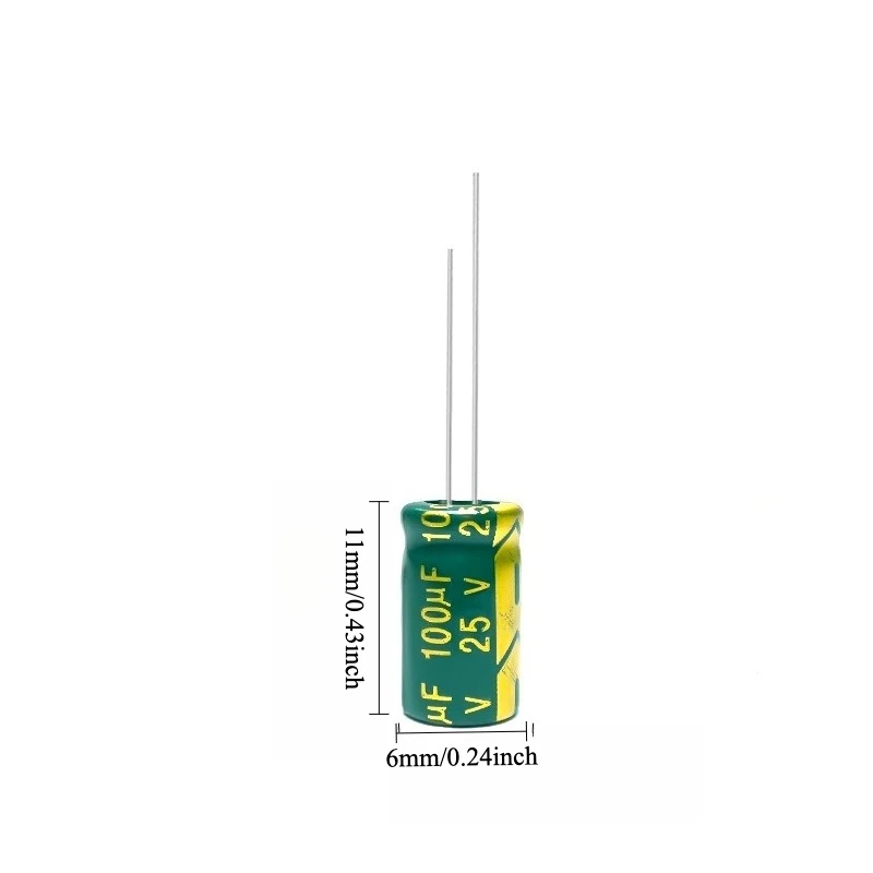 250pcs 25V 100uF Electrolytic Capacitor High Frequency Low ESR High Quality Green Gold 6x7 5x11 6x11mm for Power Supply
250pcs 25V 100uF Electrolytic Capacitor High Frequency Low ESR High Quality Green Gold 6x7 5x11 6x11mm for Power Supply