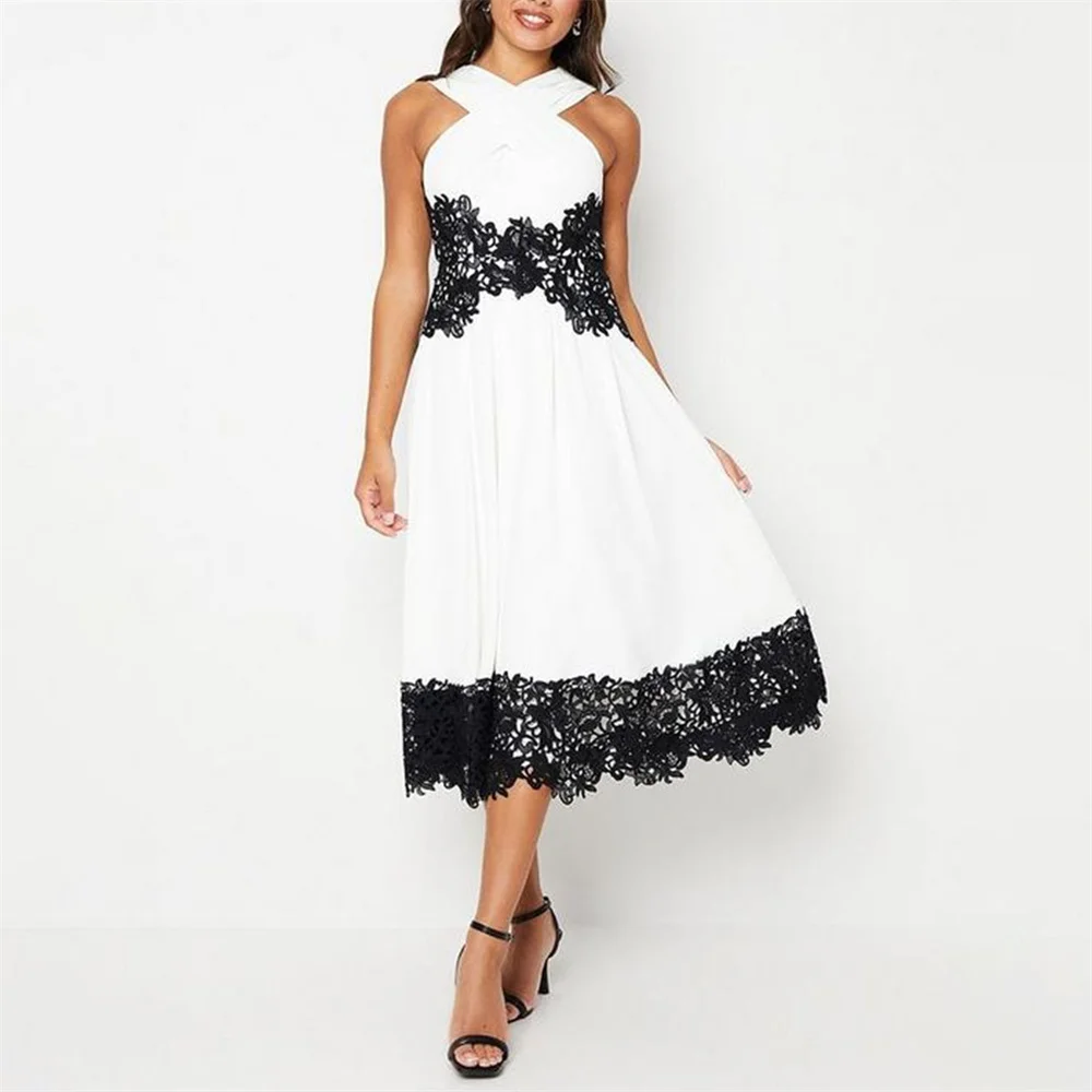 ROYET Lace Appliques White High Neck Woman Of Prom Dress Sleeveless Tea Length A Line Long Luxury Elegant Evening Gown New
ROYET Lace Appliques White High Neck Woman Of Prom Dress Sleeveless Tea Length A Line Long Luxury Elegant Evening Gown New