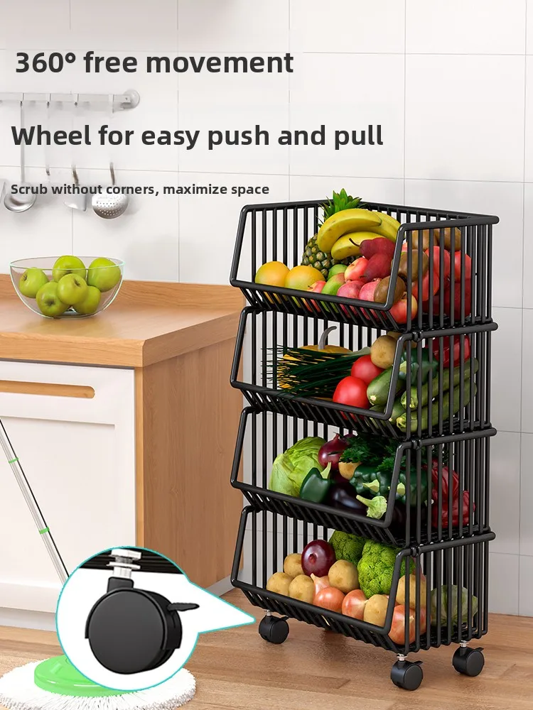 Kitchen Multi-Layer Storage Ra Stand Metal Vegetable Basket Mobile Cart Small Carriage Creative Sle Storage Organizer
Kitchen Multi-Layer Storage Ra Stand Metal Vegetable Basket Mobile Cart Small Carriage Creative Sle Storage Organizer