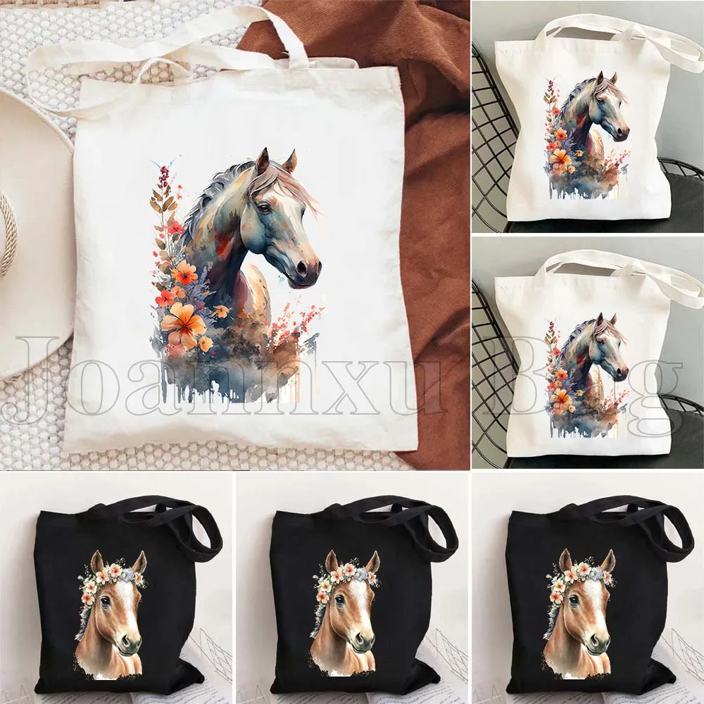 Wild Spirit Floral Horse Oil Painting Women Canvas Shoulder Tote Bag Harajuku Handbag Eco Shopper Reusable Cotton Shopping Bags
Wild Spirit Floral Horse Oil Painting Women Canvas Shoulder Tote Bag Harajuku Handbag Eco Shopper Reusable Cotton Shopping Bags