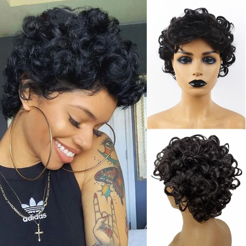 European and American fashion women's short curly black wig
European and American fashion women's short curly black wig