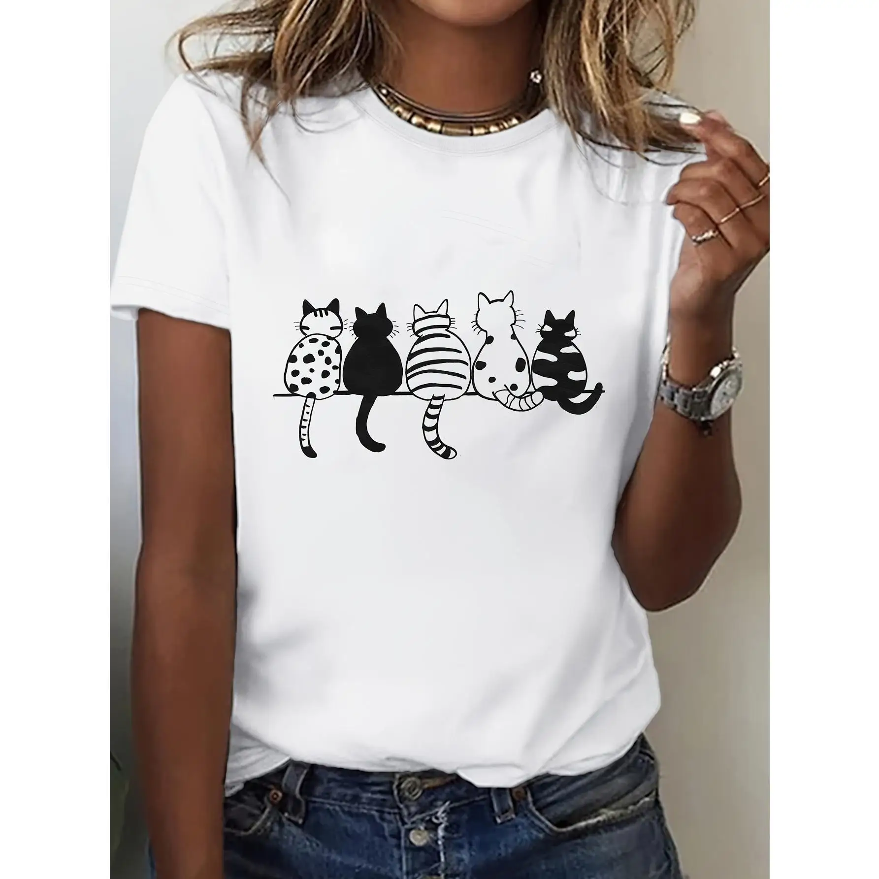 Cute CatsWomen'S Comfortable Crew Neck T-Shirt - Perfect for Relaxed Spring & Summer Outfits
Cute CatsWomen'S Comfortable Crew Neck T-Shirt - Perfect for Relaxed Spring & Summer Outfits
