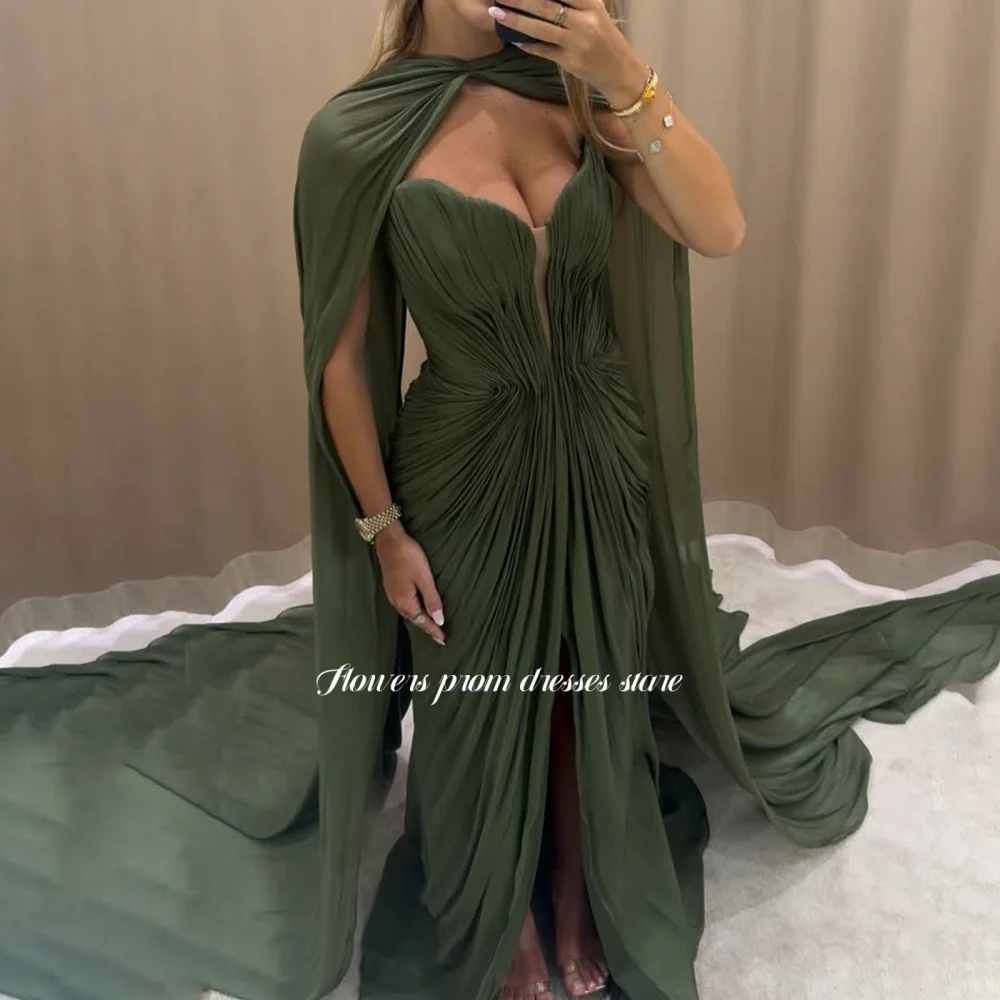 Flowers Pleated Party Dress with Shawl Evening Dresses High Slit Sweetheart Elegant Formal Dress Robe De Soirée Customized
Flowers Pleated Party Dress with Shawl Evening Dresses High Slit Sweetheart Elegant Formal Dress Robe De Soirée Customized
