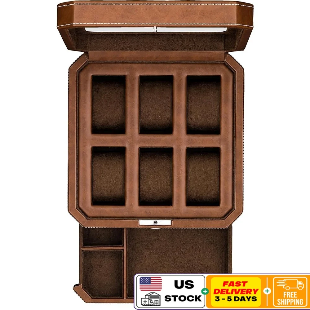 6 Slot Leather Watch Box with Drawer Elegant Organizer Men's Watches Jewelry Storage Display
6 Slot Leather Watch Box with Drawer Elegant Organizer Men's Watches Jewelry Storage Display