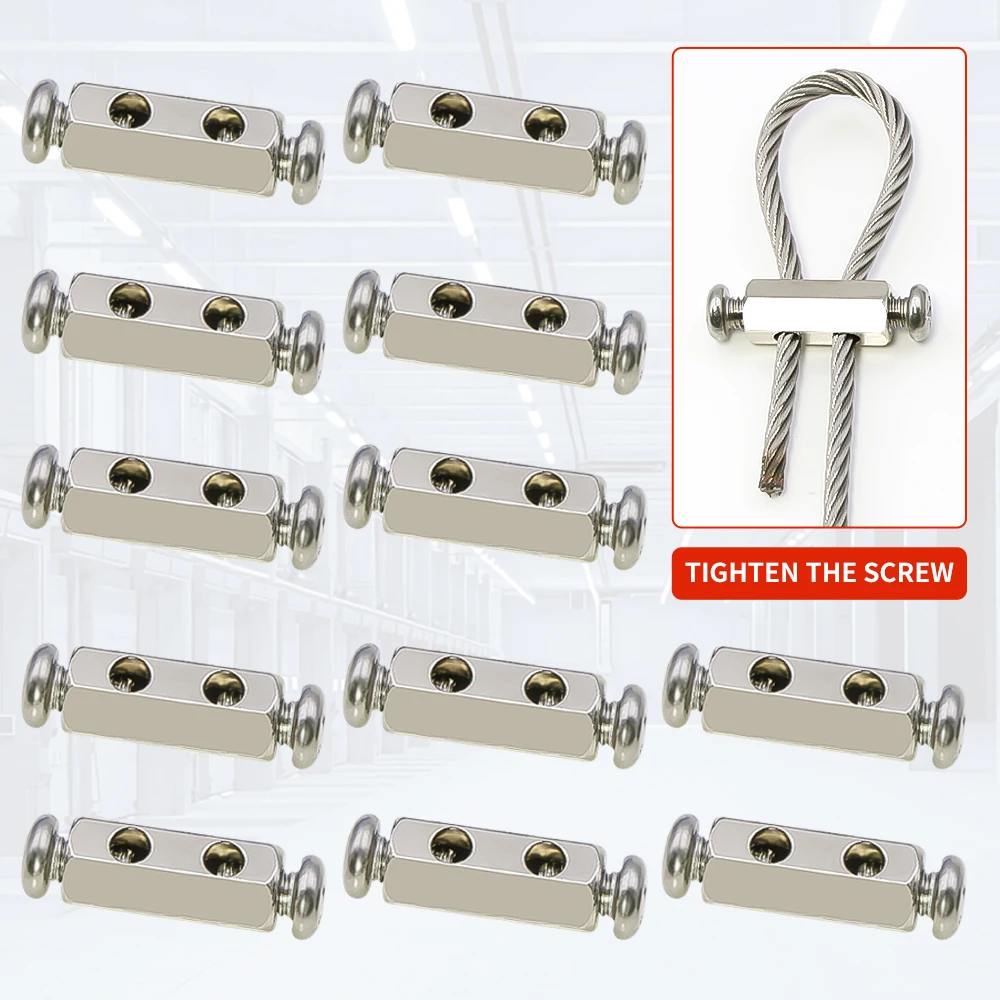 10PCS 4mm stainless steel wire rope clamp, adjustable metal fixture, suitable for fixing 4mm ropes and hanging pictures
10PCS 4mm stainless steel wire rope clamp, adjustable metal fixture, suitable for fixing 4mm ropes and hanging pictures