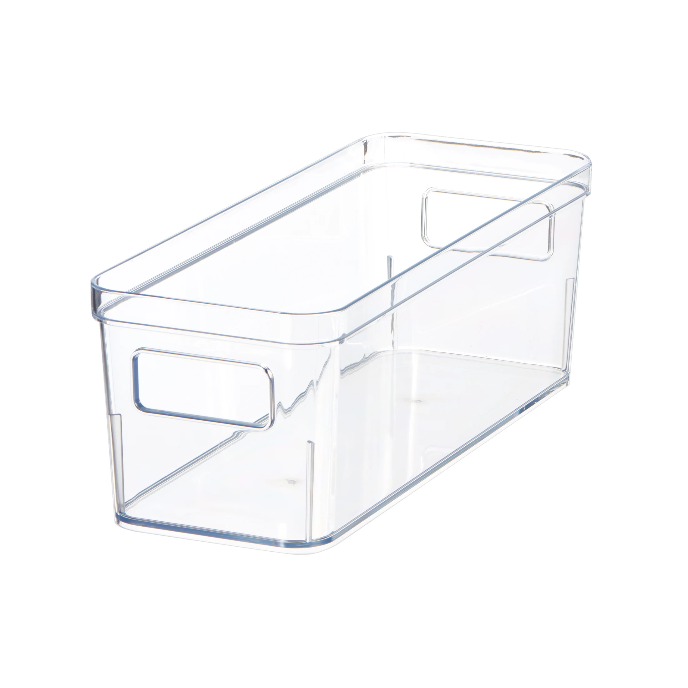 Small Clear Plastic Pantry Organizer Bin with Built-In Handles, Kitchen Storage Container for Pantry