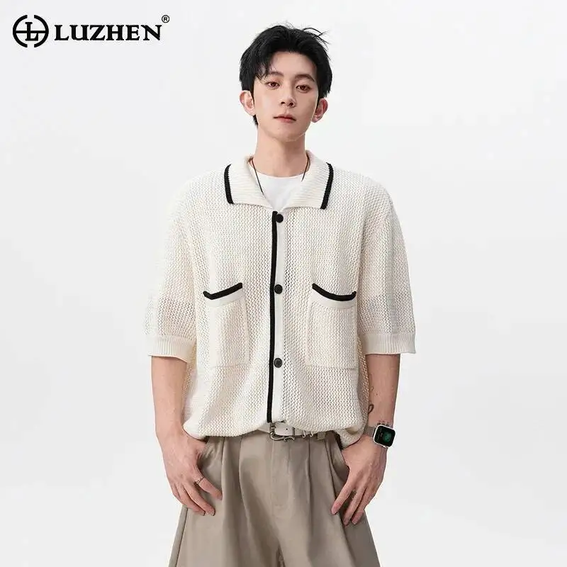 LUZHEN 2026 Summer Color Contrast Outline Mesh Hollow Short Sleeve Shirts Men's Fashion Elegant High Quality Casual Tops JY6684
LUZHEN 2026 Summer Color Contrast Outline Mesh Hollow Short Sleeve Shirts Men's Fashion Elegant High Quality Casual Tops JY6684