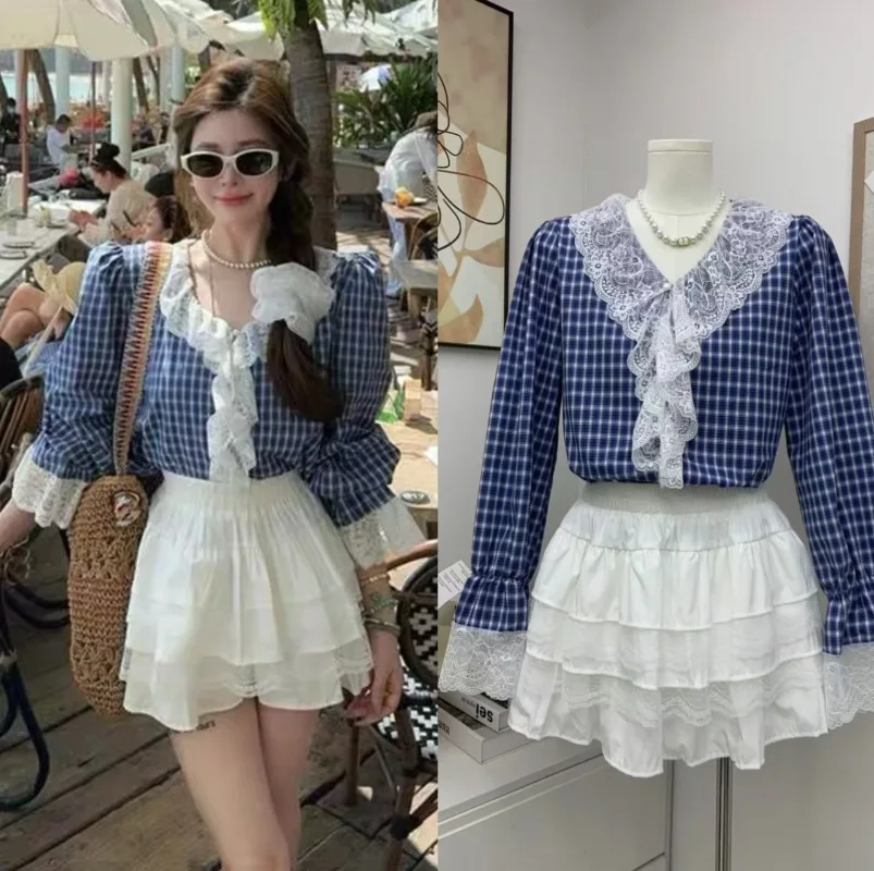 Pure Sexy Suit Women's Summer Lace Puffy Sleeve Shirt High Waist A-line Mini Skirt Two-piece Set Fashion Female Clothes
Pure Sexy Suit Women's Summer Lace Puffy Sleeve Shirt High Waist A-line Mini Skirt Two-piece Set Fashion Female Clothes
