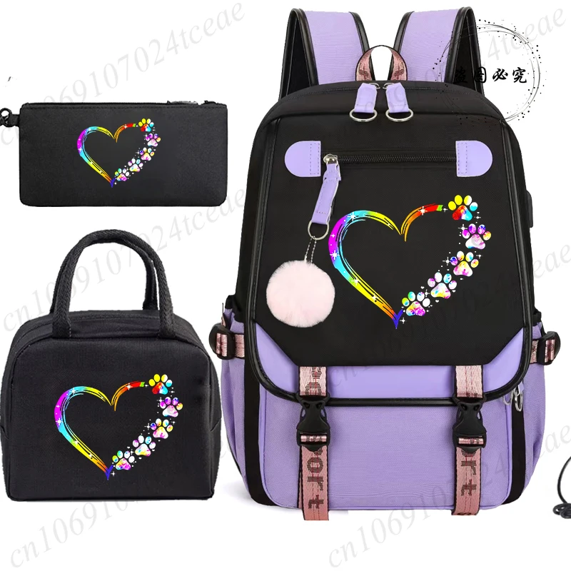 Teenager School Backpack for Students Daily Bagpack Backpacks Colorful Paw Heart Anime School Bag with Pen Lunch Bags 3pcs/set
Teenager School Backpack for Students Daily Bagpack Backpacks Colorful Paw Heart Anime School Bag with Pen Lunch Bags 3pcs/set