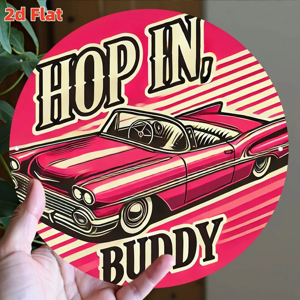 2D Flat,1pc Round 20cm 1950s Vintage Car Metal Wall Decor Sign - Mid-Century Modern "Hop In Buddy" Garage, for Man Cave,
2D Flat,1pc Round 20cm 1950s Vintage Car Metal Wall Decor Sign - Mid-Century Modern "Hop In Buddy" Garage, for Man Cave,