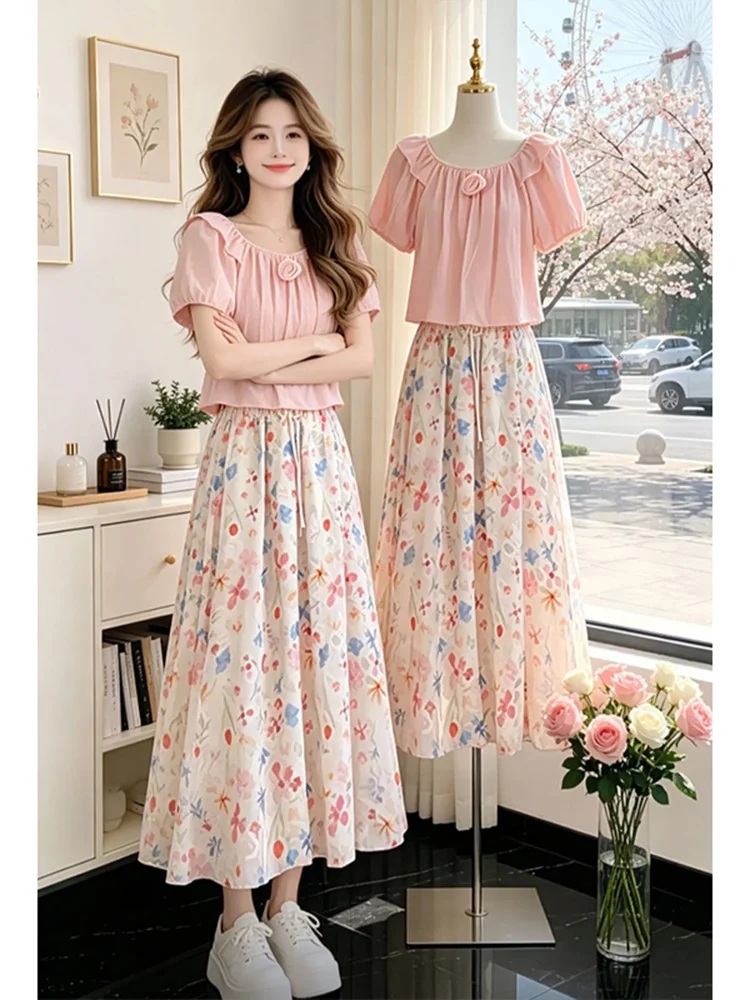 Elegant Summer Floral Print Shirt And Long Skirt Set Women's Square Collar Short Sleeve Casual Fashion Breathable High Waist
Elegant Summer Floral Print Shirt And Long Skirt Set Women's Square Collar Short Sleeve Casual Fashion Breathable High Waist