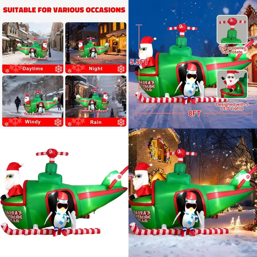 8ft Santa Claus Helicopter Ride with Penguin Christmas Inflatable Outdoor Decoration, 5.5ft Tall, LED Lights
8ft Santa Claus Helicopter Ride with Penguin Christmas Inflatable Outdoor Decoration, 5.5ft Tall, LED Lights