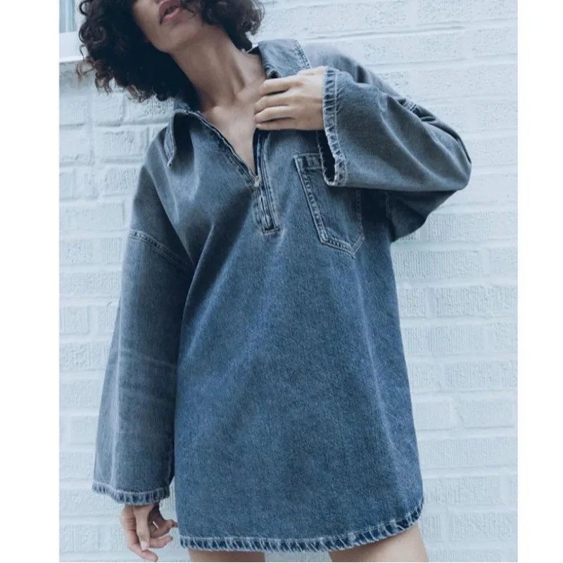2024 Spring/Summer New Hot Selling Flip Collar Trumpet Sleeves Fashion Cowboy Dress
2024 Spring/Summer New Hot Selling Flip Collar Trumpet Sleeves Fashion Cowboy Dress